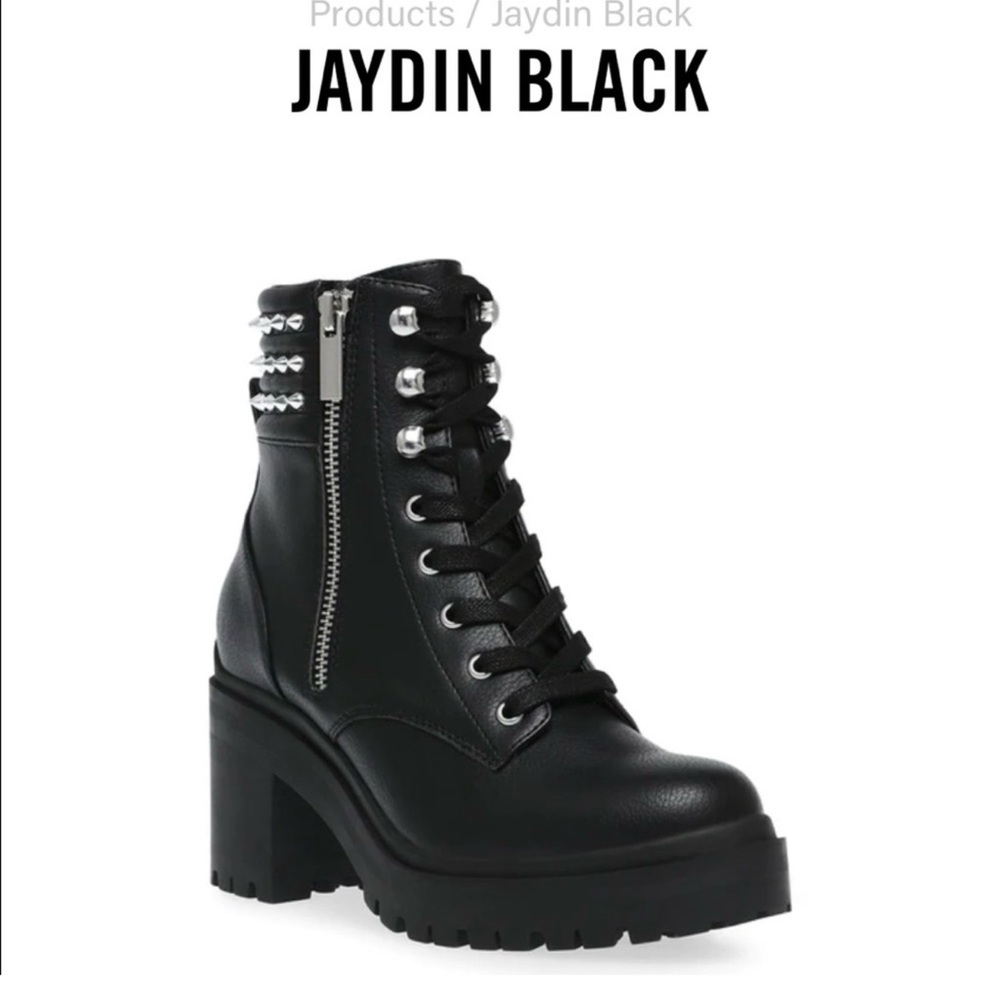 Steve Madden Jaydin Black Studded Combat Boots Size 8.5
